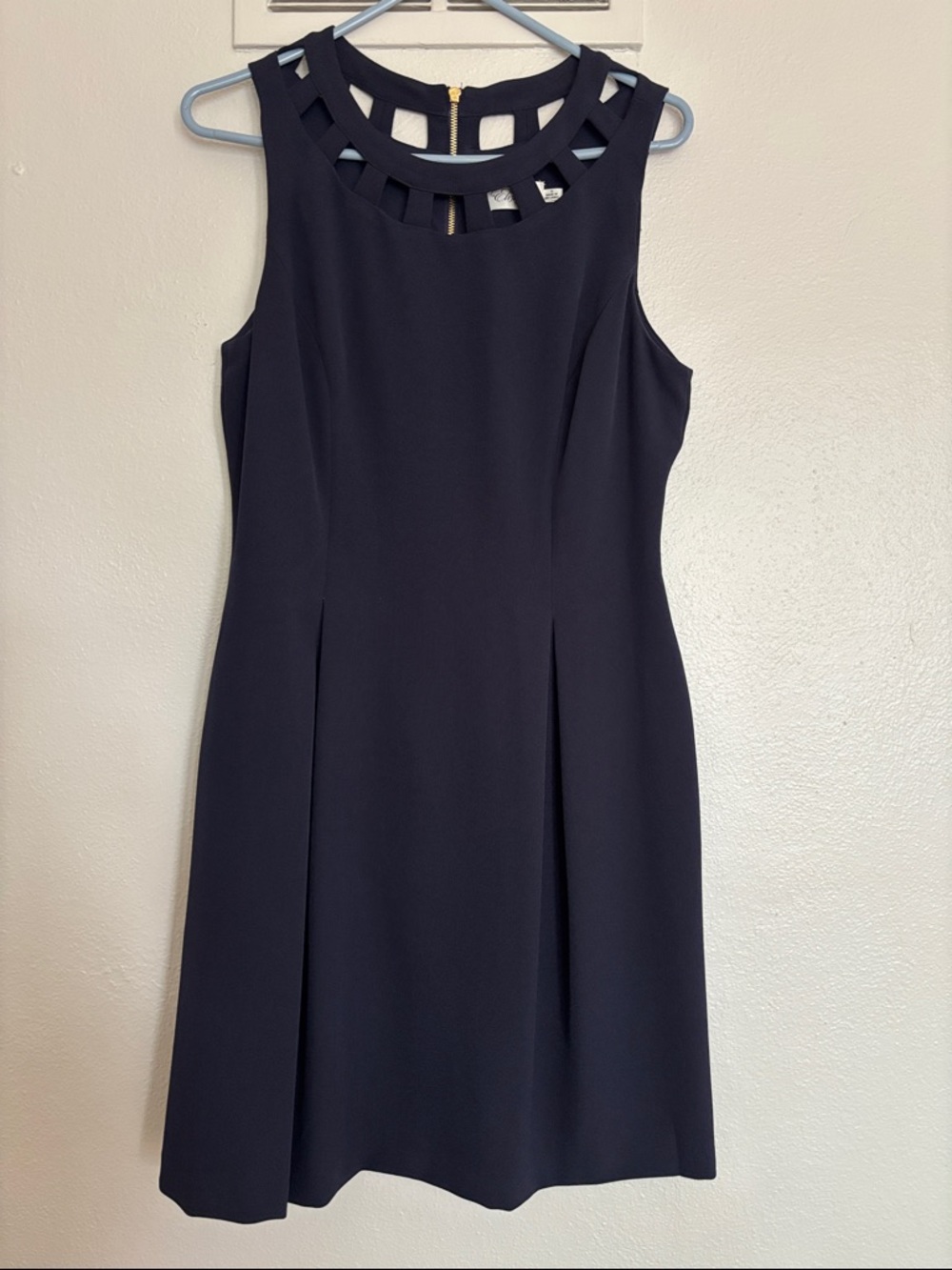 Sleeveless Black Cutout Neck A-Line Dress